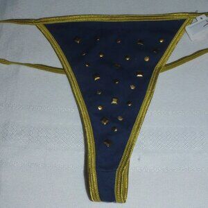 FLIRTITUDE Size 4 XS Navy Rhinestud Thong Panty NWT